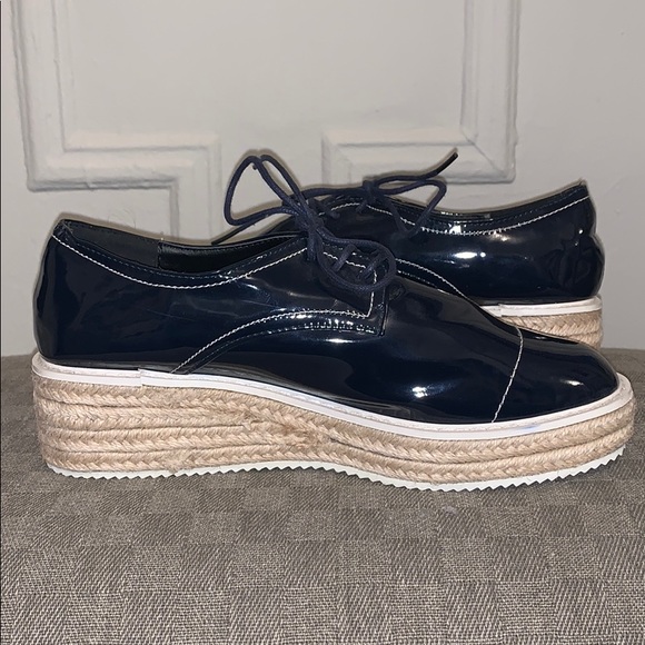 Navy patent leather platform loafers - Picture 4 of 7